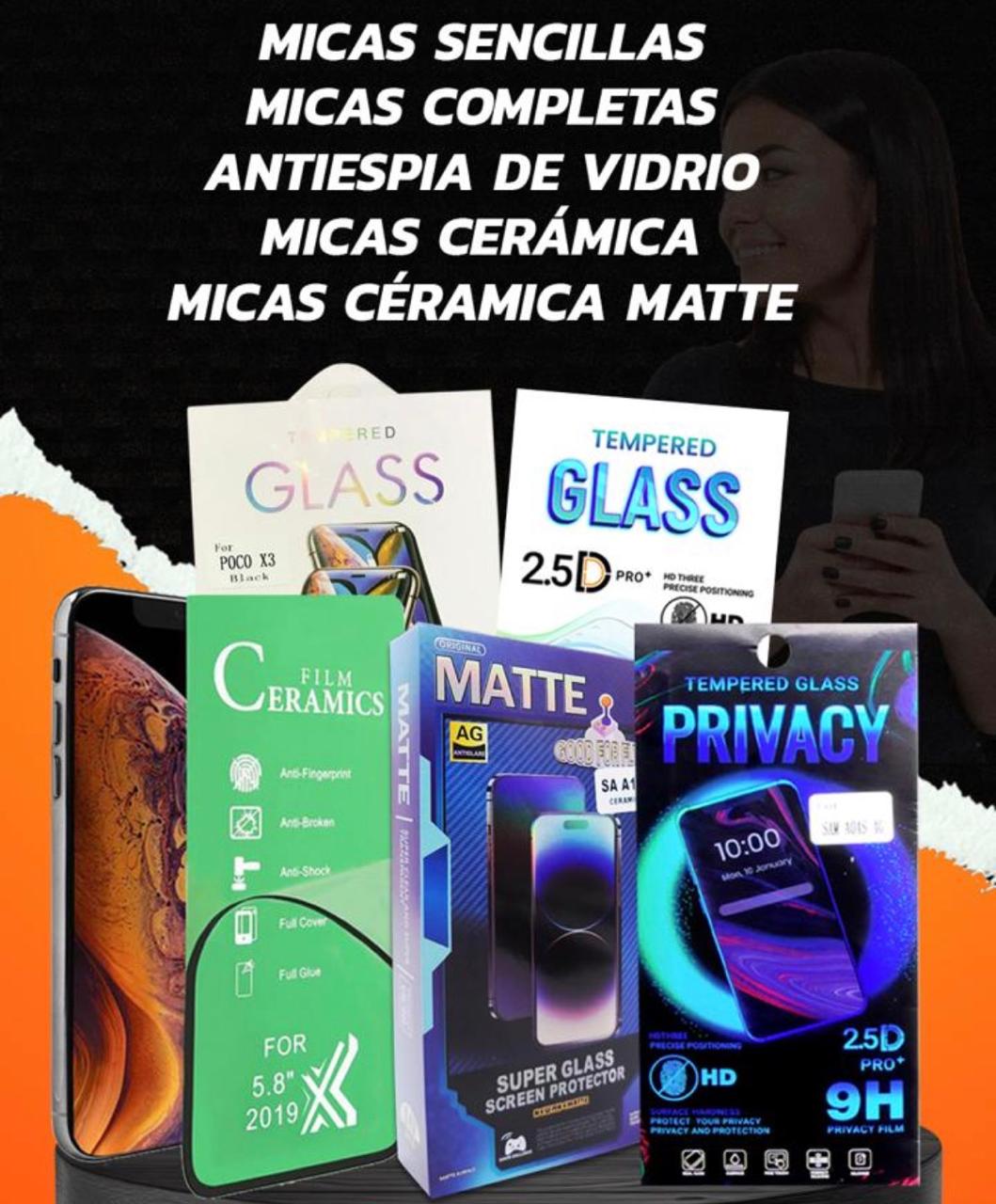 Variedad de micas y protectores de pantalla